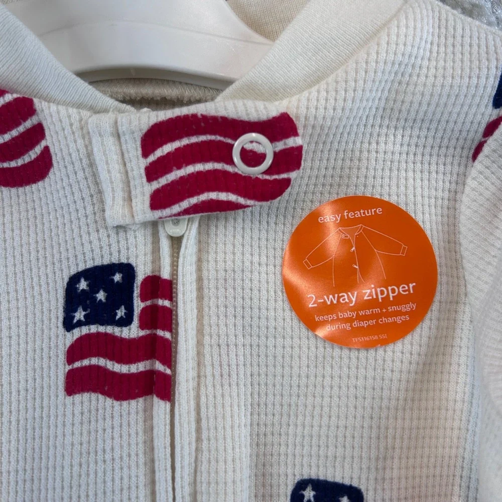 Carters Just One You 3M American Flag Thermal 2-Way Zip Footed Sleeper 1V187810
